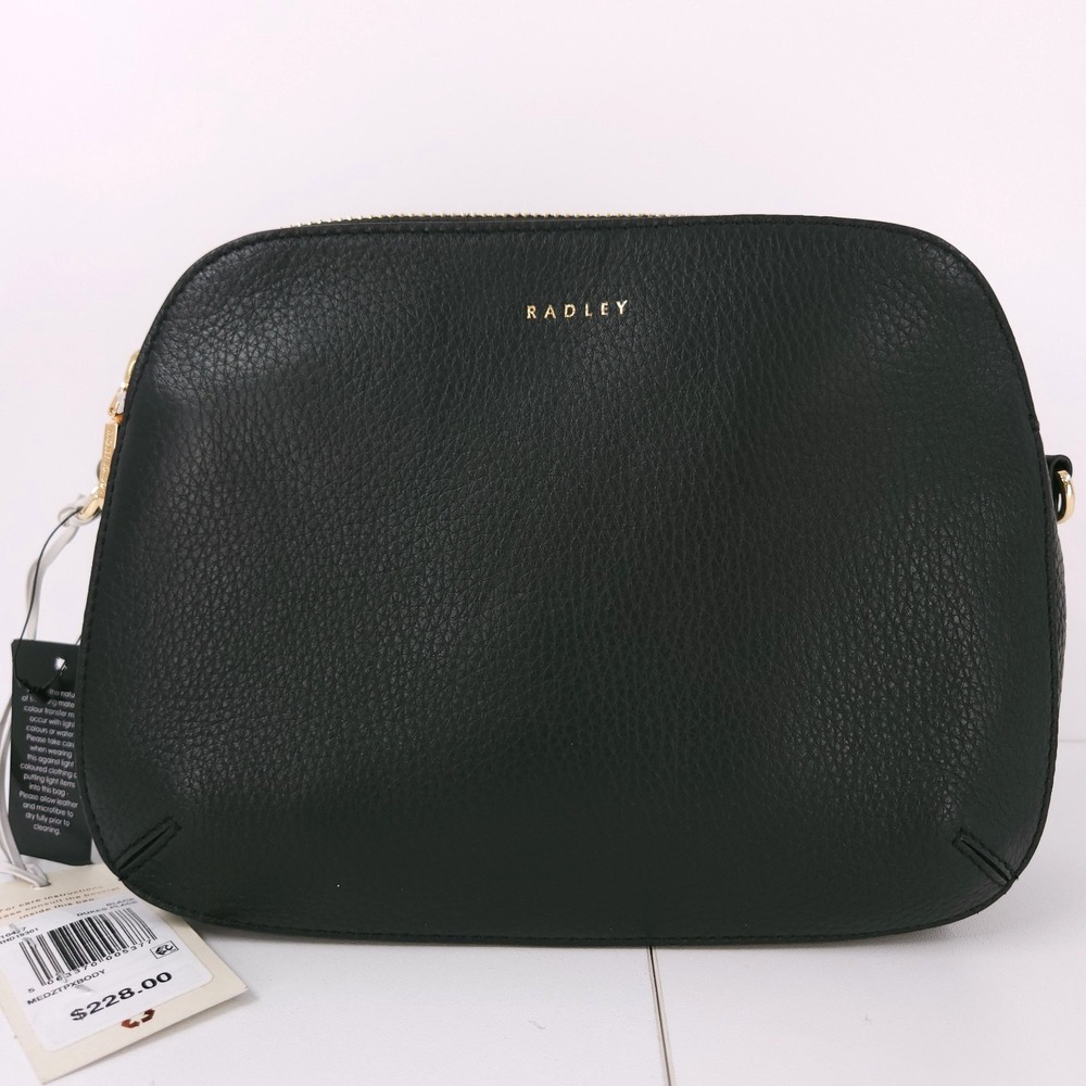 Radley London Dukes Place Medium Ziptop‎ Crossbody Black Leather Handbag READ